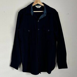 Old Woolrich Navy Blue Shirt Standard Fit Size Large